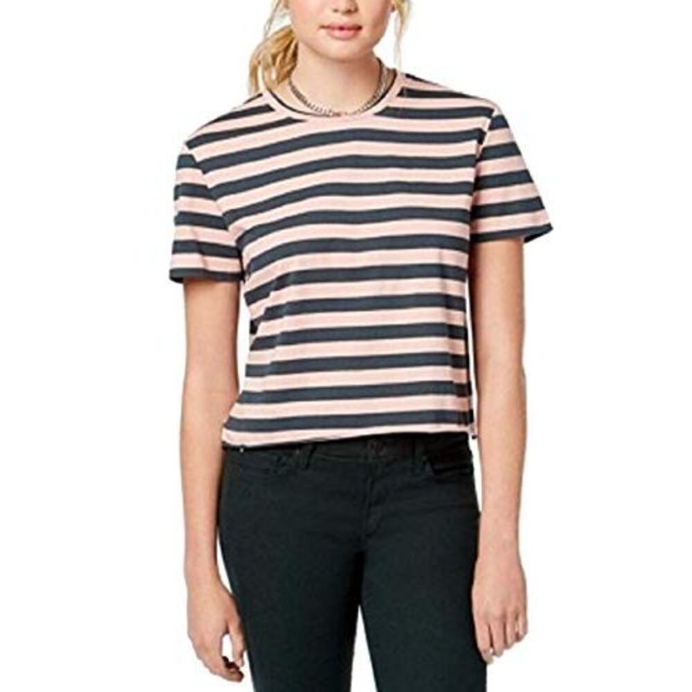 Rebellious One Juniors Striped Unfinished T-Shirt
